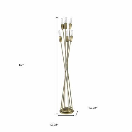 Homeroots 60 x 13.25 x 13.25 in. Perret 6-Light Aged Brass Floor Lamp 397932